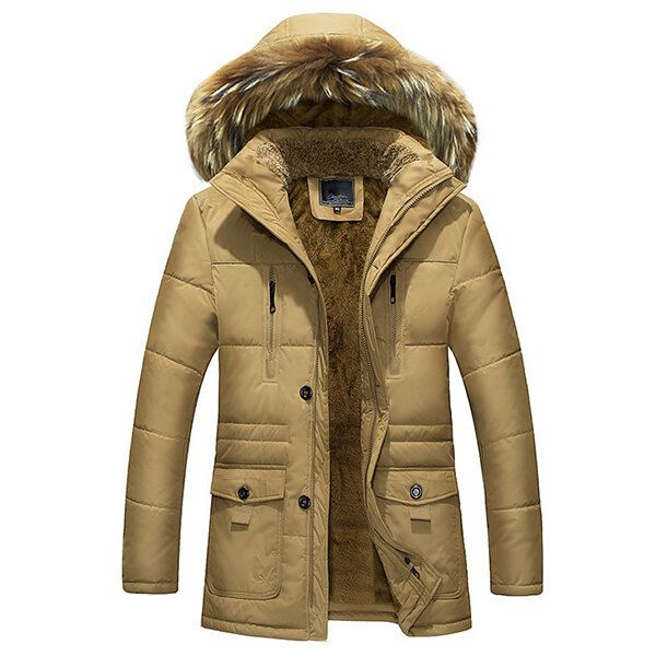 Hommes Hiver Wark Épais Polaire Chaud Fourrure À Capuche Extérieur Veste Parkas