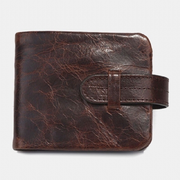 Hommes Huile Cire En Cuir Court Portefeuille Pliable Rétro Mode Mince Bifold Embrayage Portefeuille Porte-monnaie Porte-carte Pince À Billets