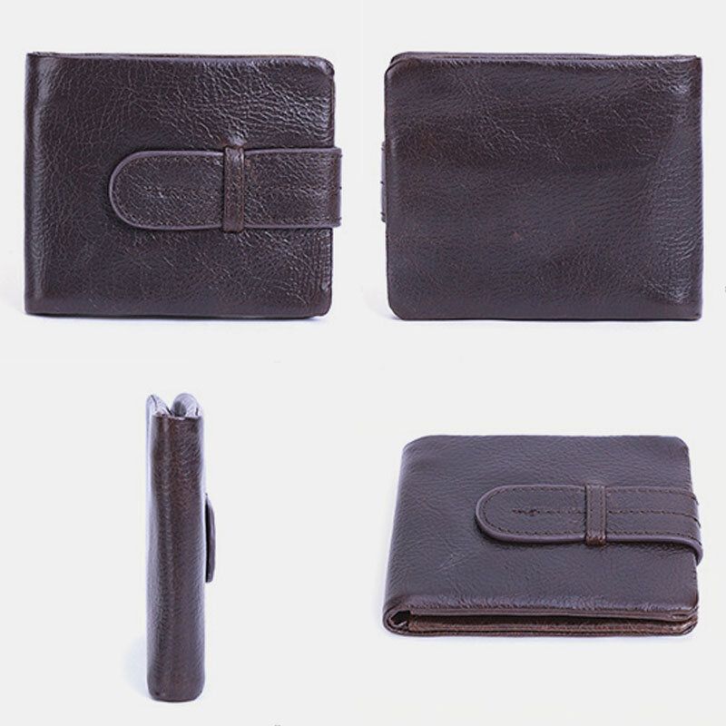 Hommes Huile Cire En Cuir Court Portefeuille Pliable Rétro Mode Mince Bifold Embrayage Portefeuille Porte-monnaie Porte-carte Pince À Billets