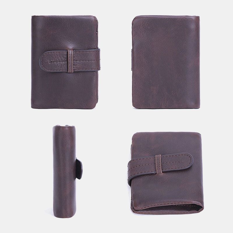 Hommes Huile Cire En Cuir Court Portefeuille Pliable Rétro Mode Mince Bifold Embrayage Portefeuille Porte-monnaie Porte-carte Pince À Billets