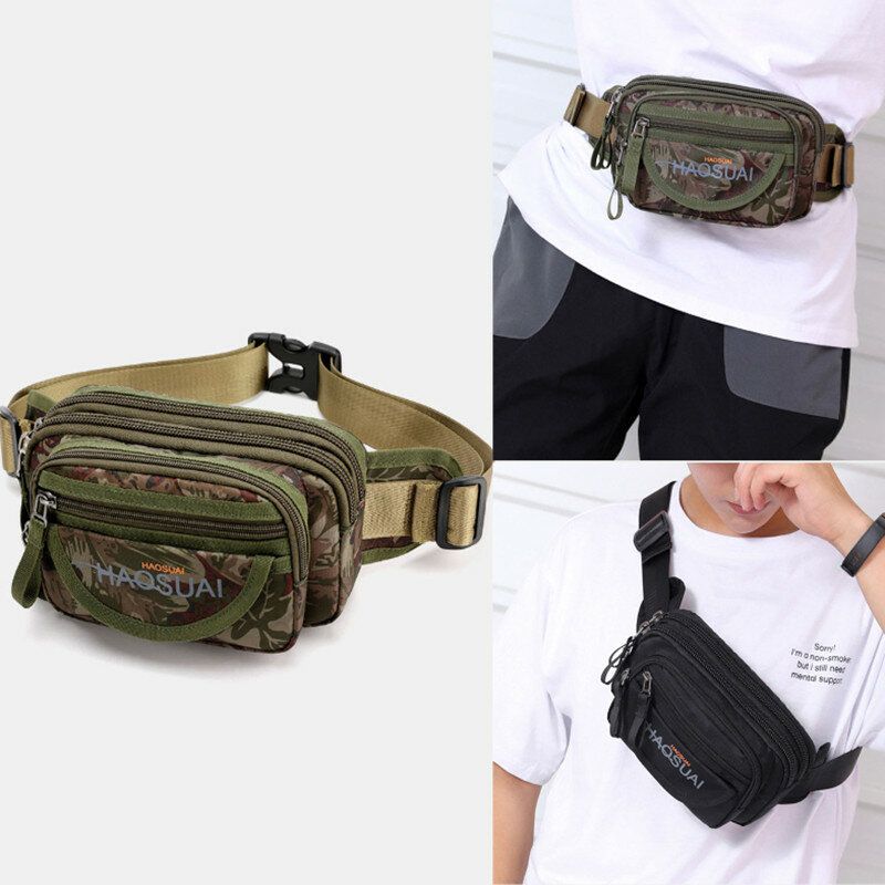 Hommes Imperméable Multi-poches Camouflage Extérieur Poitrine Sac Ceinture Sac Sling Bag