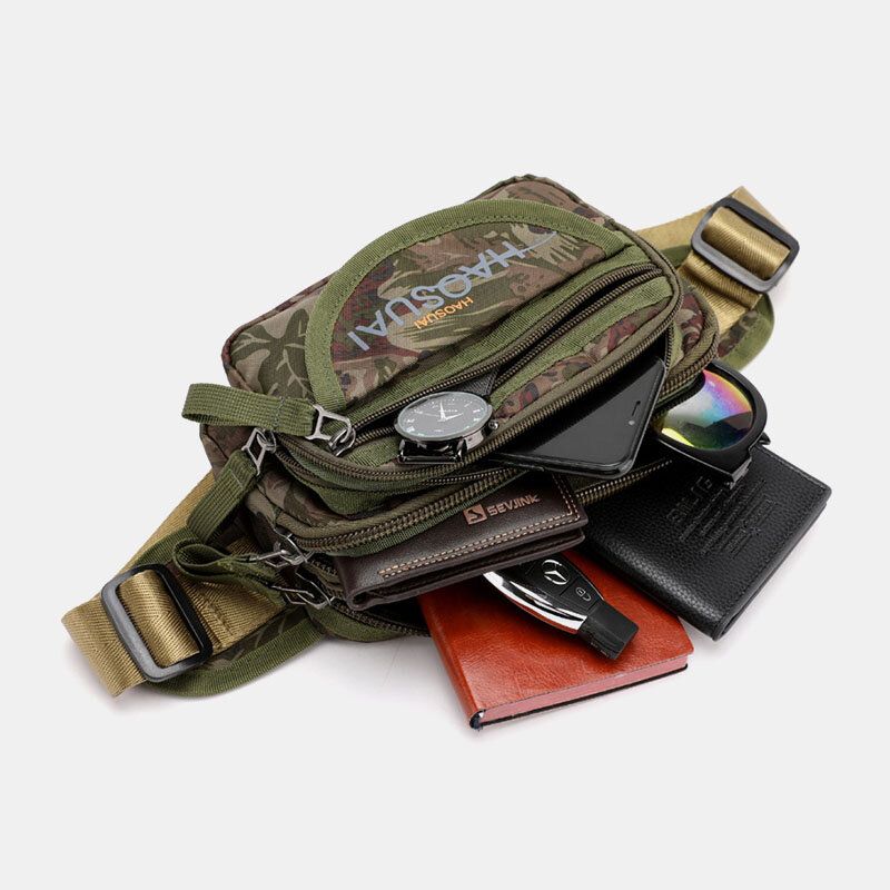 Hommes Imperméable Multi-poches Camouflage Extérieur Poitrine Sac Ceinture Sac Sling Bag