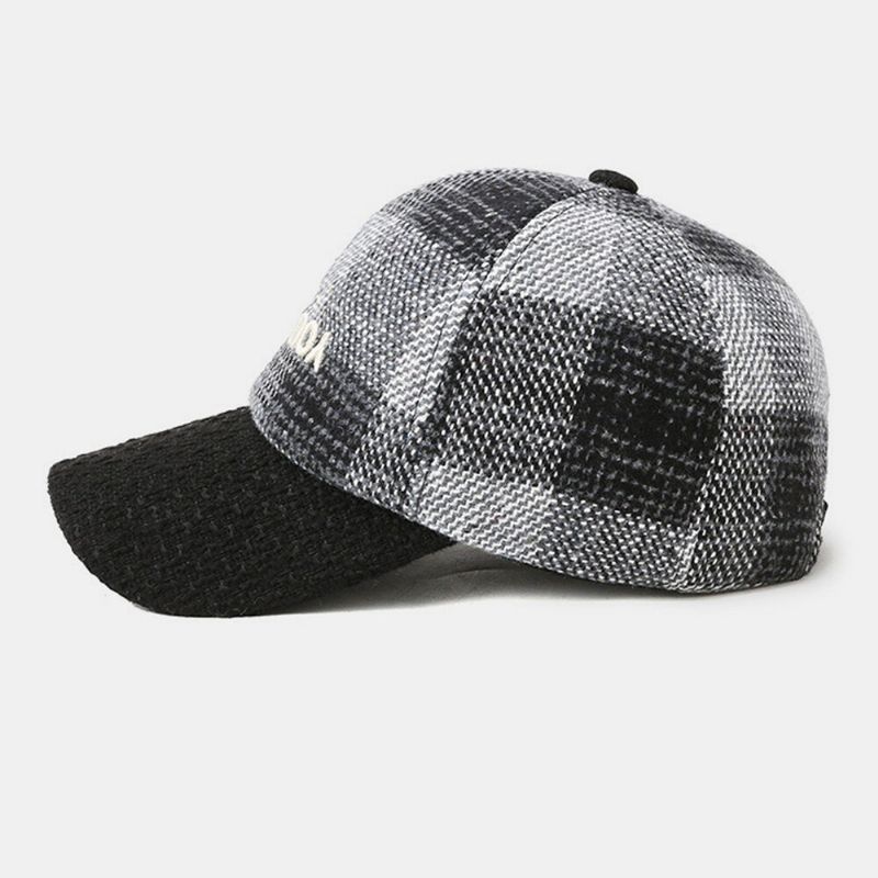 Hommes Ivy Cap Lettres Broderie Couleur-match Treillis Couture Britannique Coupe-vent Chaleur Casquette De Baseball