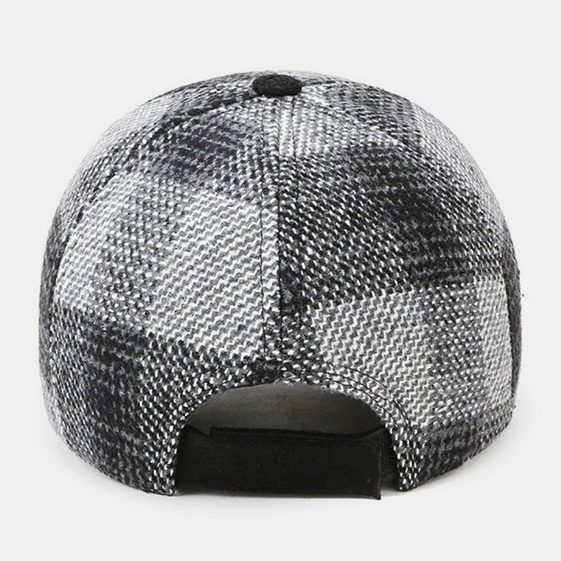 Hommes Ivy Cap Lettres Broderie Couleur-match Treillis Couture Britannique Coupe-vent Chaleur Casquette De Baseball