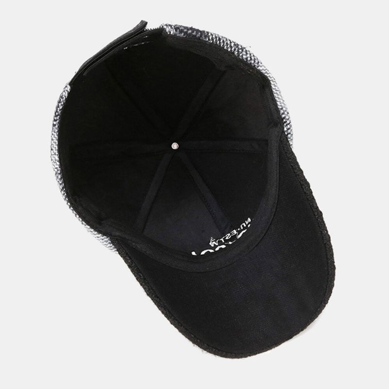 Hommes Ivy Cap Lettres Broderie Couleur-match Treillis Couture Britannique Coupe-vent Chaleur Casquette De Baseball