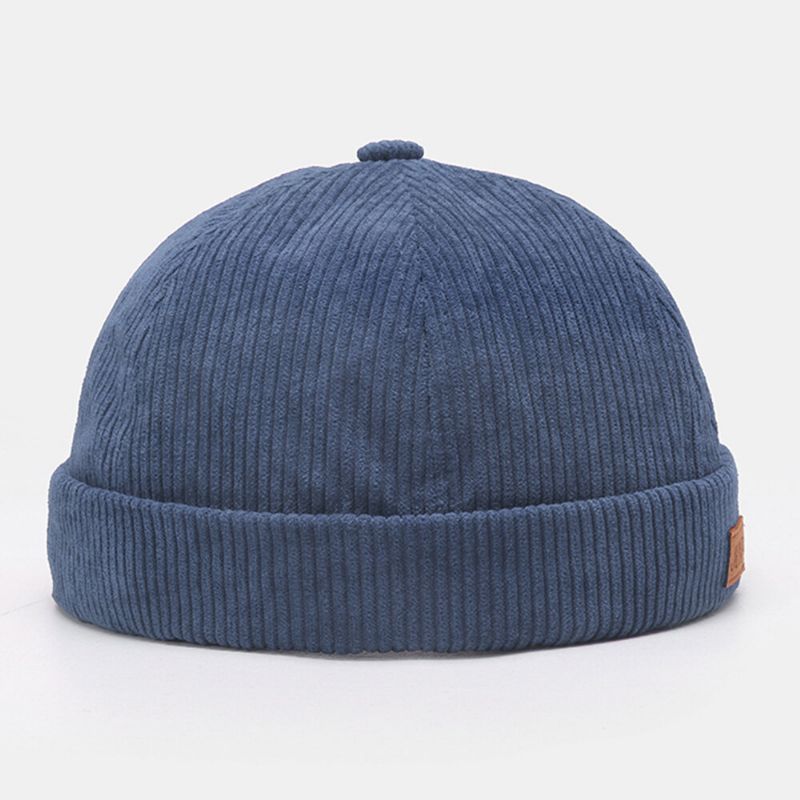 Hommes Landlord Hat Plain Stripe Patchwork Réglable Skull Cap Beanie Has