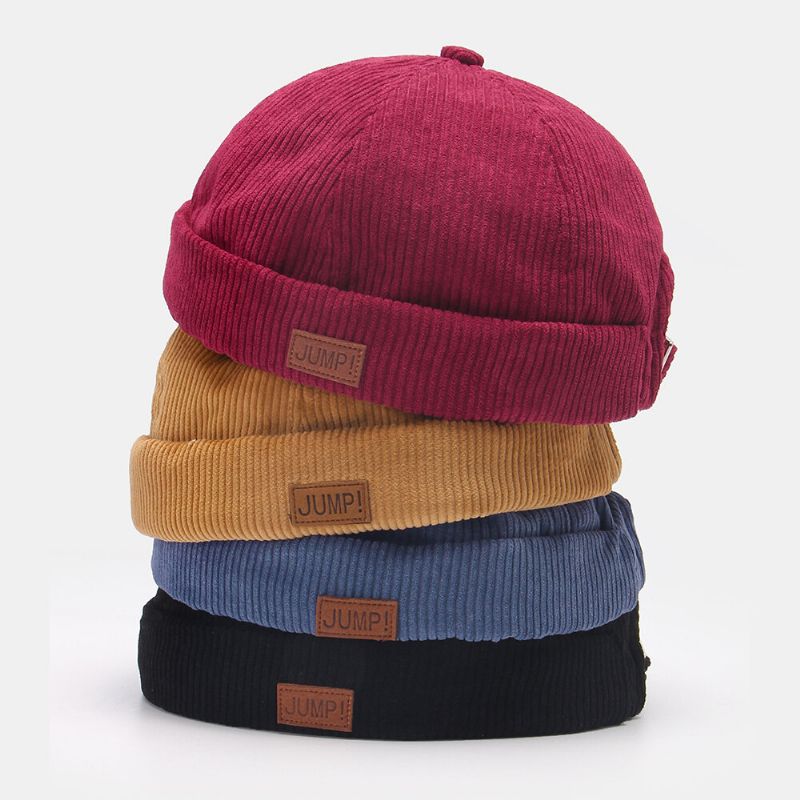 Hommes Landlord Hat Plain Stripe Patchwork Réglable Skull Cap Beanie Has