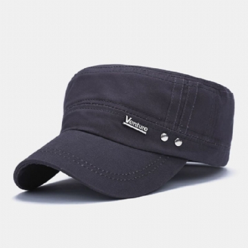 Hommes Lavé Rivet Conception Lettre Motif Militaire Cap Réglable Casual Suncreen Flat Top Cap Twill Cap