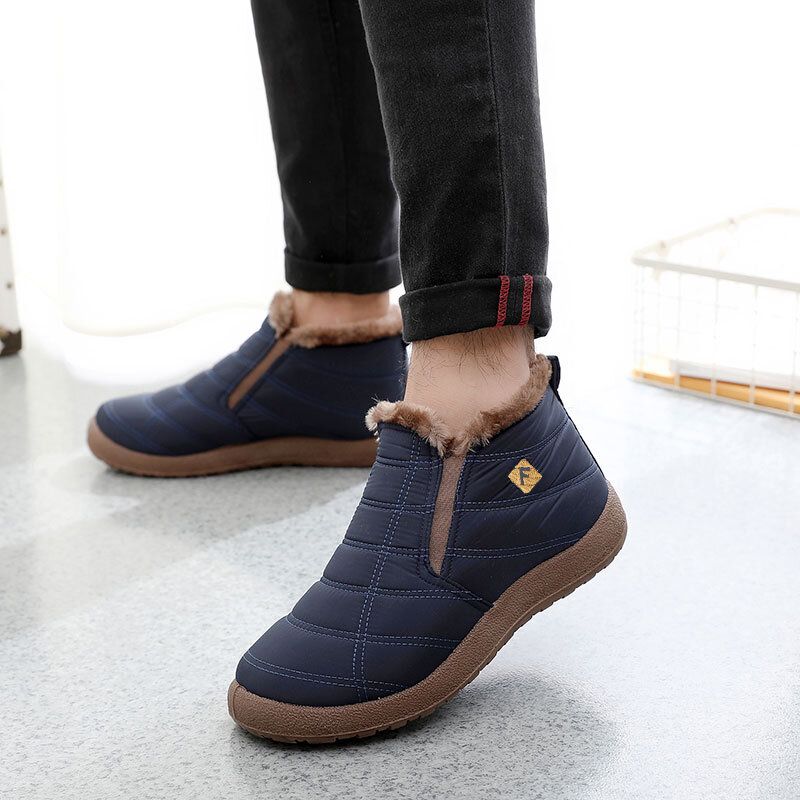 Hommes Léger Confortable Slip-on High-top Plus Velours Chaud Bottes De Neige Chaussures En Coton