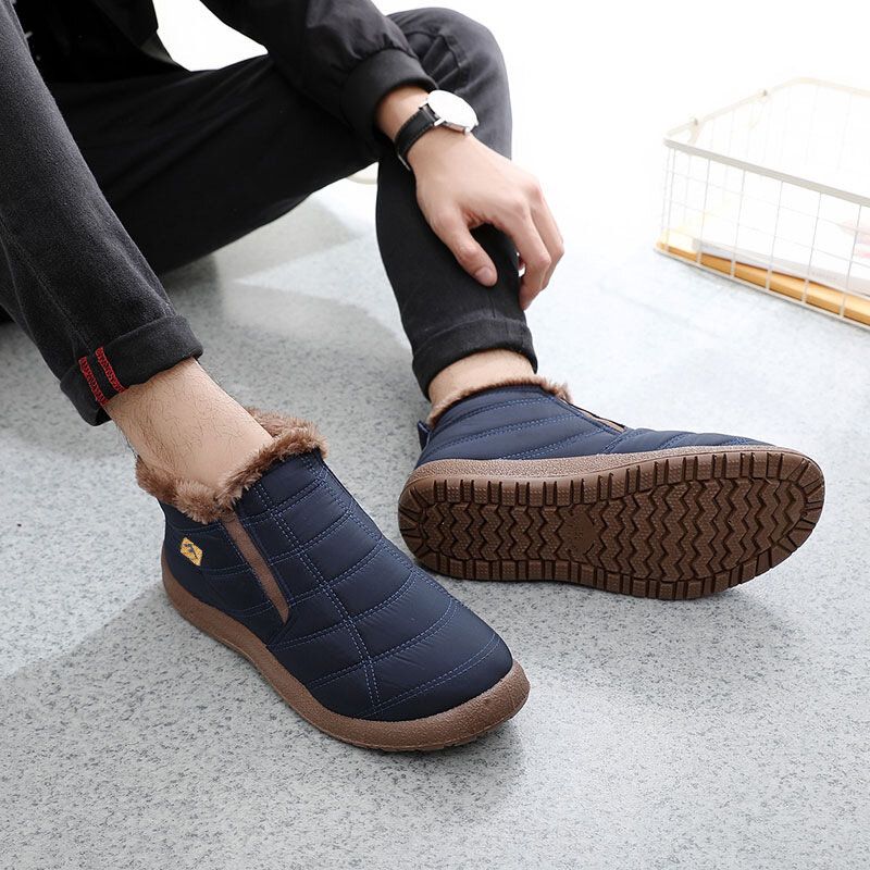 Hommes Léger Confortable Slip-on High-top Plus Velours Chaud Bottes De Neige Chaussures En Coton