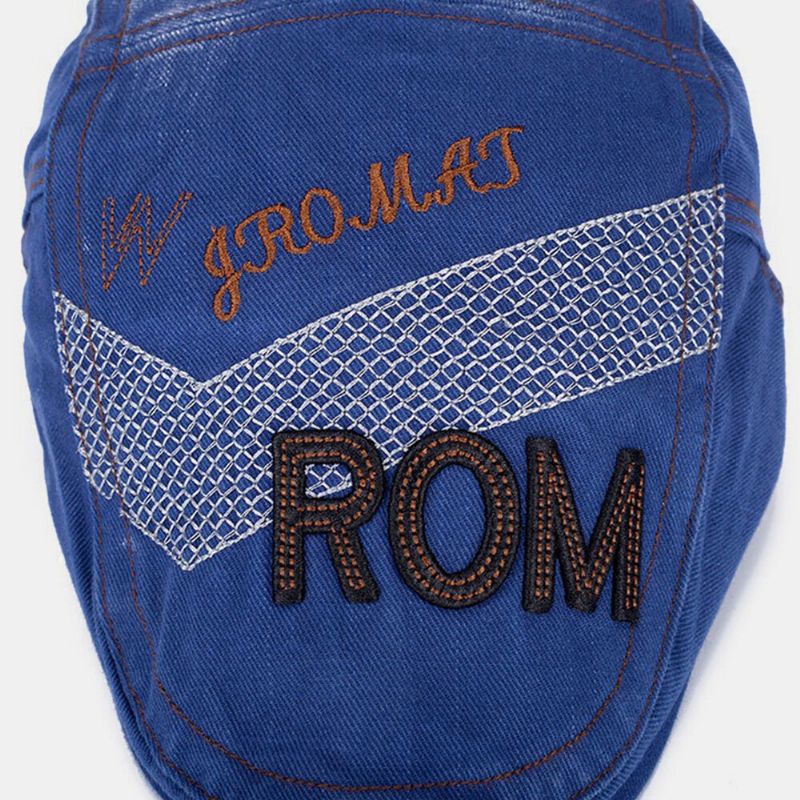 Hommes Lettre Argyle Motif Broderie Bérets Coton Crème Solaire Casual Casquettes Plates Gavroche Chapeau