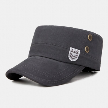 Hommes Lettre Broderie Patch Militaire Cap Cadet Chapeau Respirant Trous Conception Flat Top Cap