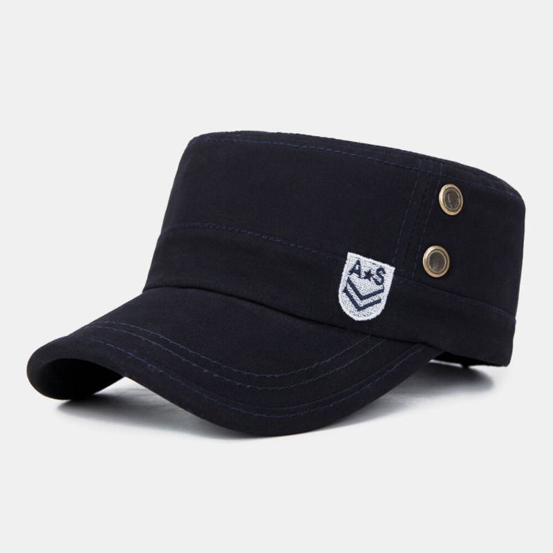 Hommes Lettre Broderie Patch Militaire Cap Cadet Chapeau Respirant Trous Conception Flat Top Cap