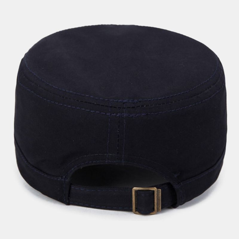 Hommes Lettre Broderie Patch Militaire Cap Cadet Chapeau Respirant Trous Conception Flat Top Cap