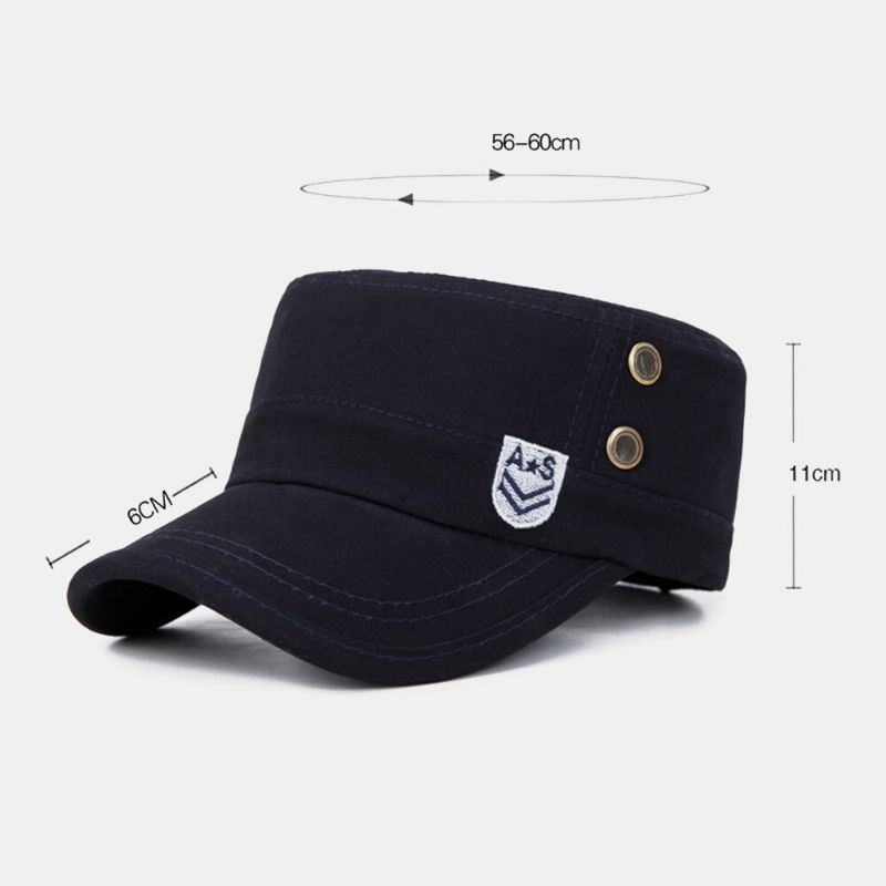 Hommes Lettre Broderie Patch Militaire Cap Cadet Chapeau Respirant Trous Conception Flat Top Cap