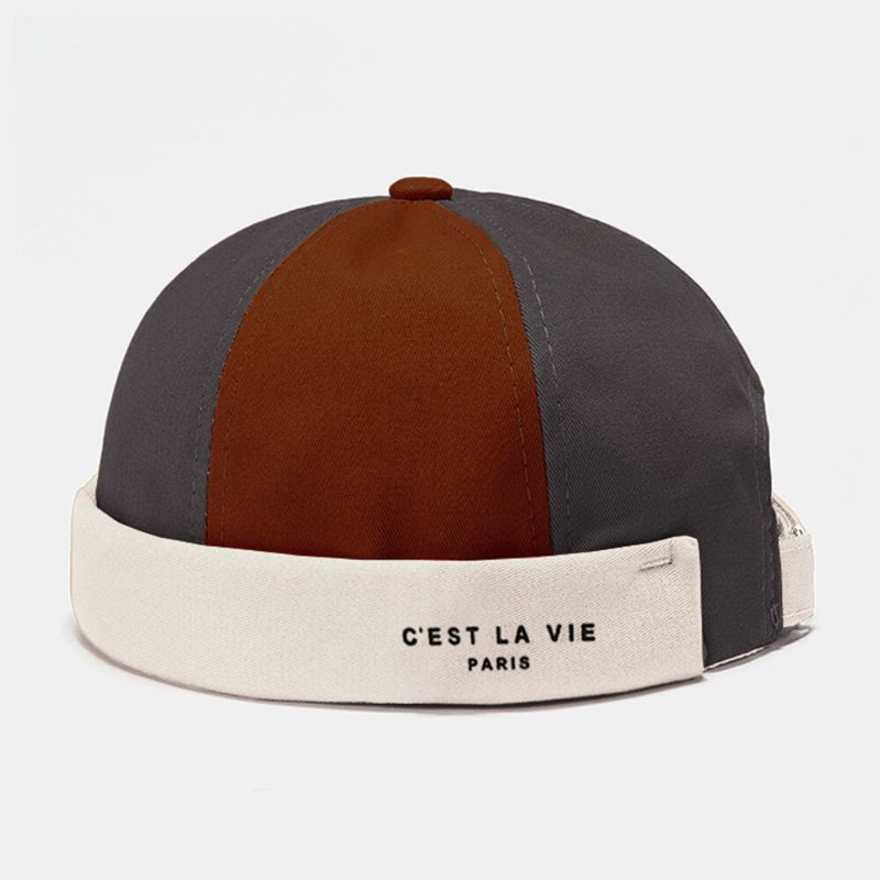 Hommes Lettre Motif Imprimé Patchwork Couleur Contraste Mode Réglable Respirant Sans Bord Bonnet Propriétaire Casquette Crâne Casquette