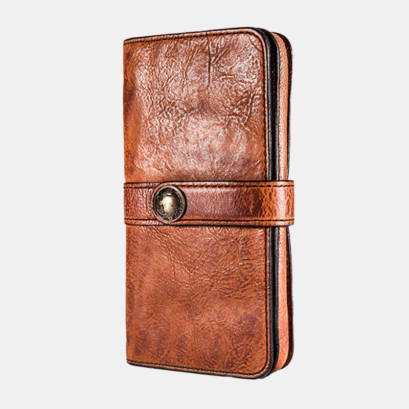 Hommes Longue Pliante Multi-carte Fente Porte-carte Vintage En Cuir Pu 6.5 Pouces Téléphone Sac Pince À Billets Portefeuille