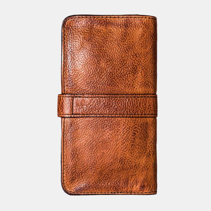 Hommes Longue Pliante Multi-carte Fente Porte-carte Vintage En Cuir Pu 6.5 Pouces Téléphone Sac Pince À Billets Portefeuille