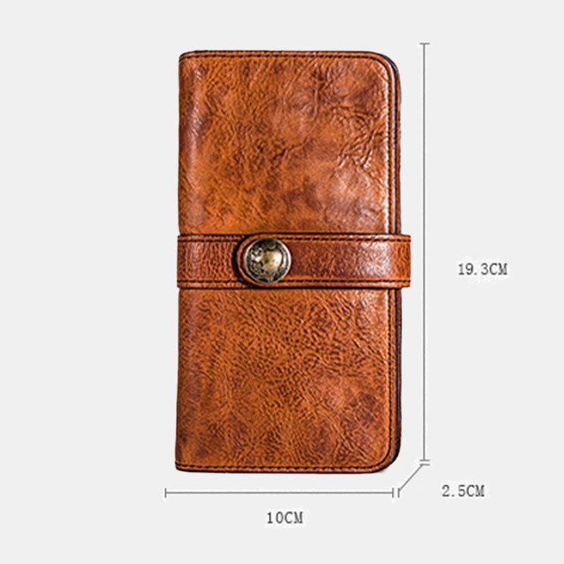 Hommes Longue Pliante Multi-carte Fente Porte-carte Vintage En Cuir Pu 6.5 Pouces Téléphone Sac Pince À Billets Portefeuille