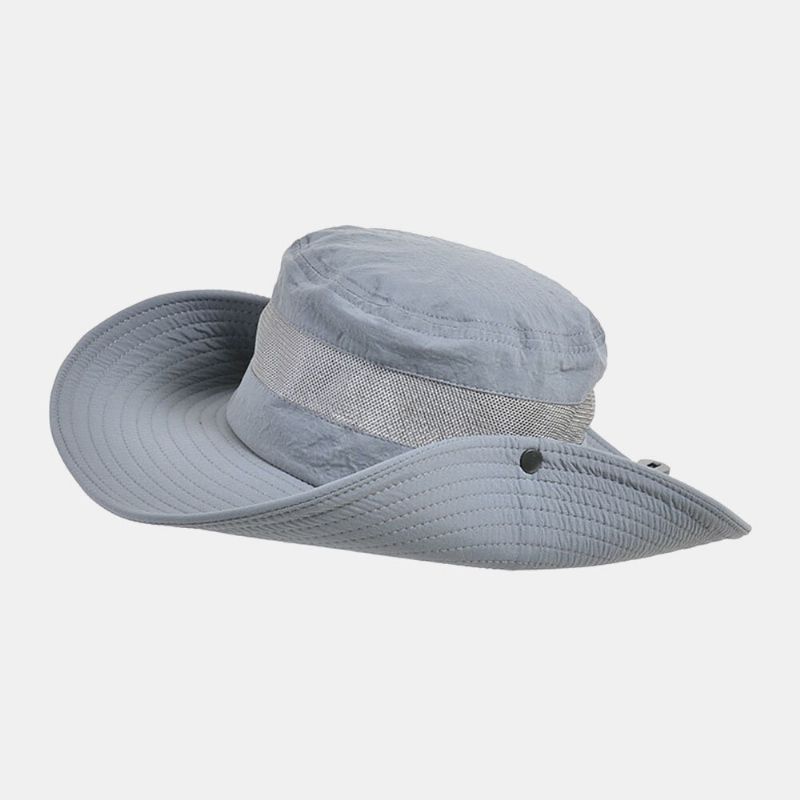 Hommes Maille Respirante Grand Bord Pêche En Plein Air Escalade Protection Uv Parasol Étanche Seau Chapeau