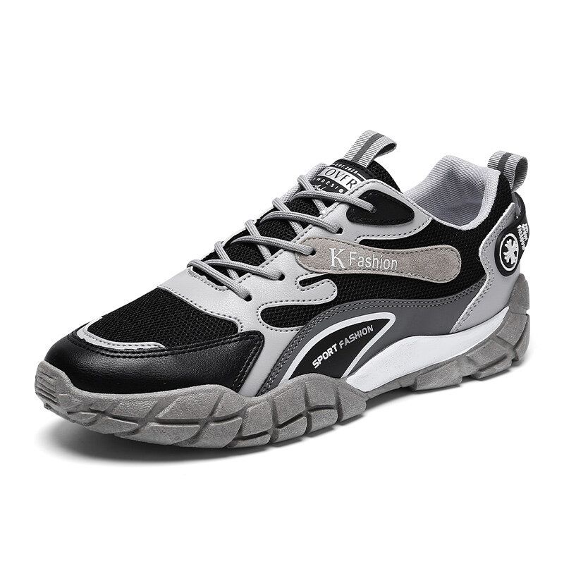 Hommes Mesh Respirant Semelle Souple Épissage Couleur À Lacets Sports Casual Chaussures De Course