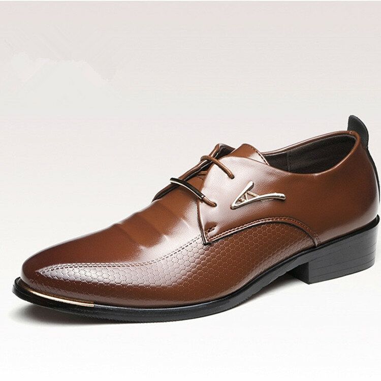 Hommes Microfibre Cuir Respirant Bout Pointu Comfy Angleterre Robe Casual Business Chaussures