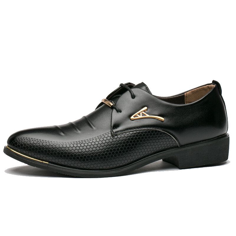 Hommes Microfibre Cuir Respirant Bout Pointu Comfy Angleterre Robe Casual Business Chaussures