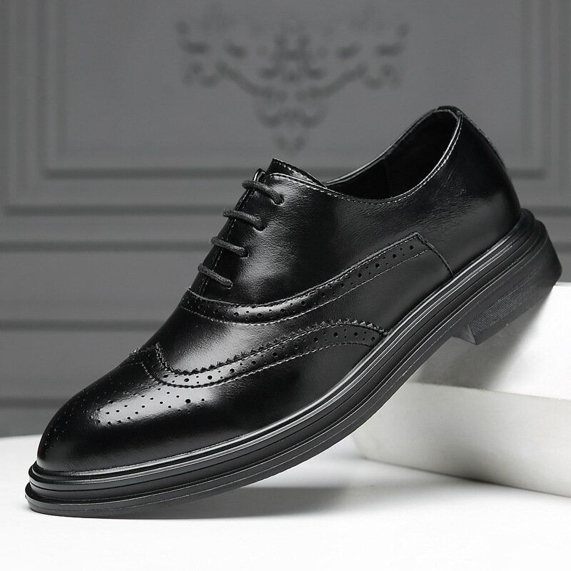 Hommes Microfibre Cuir Respirant Confortable Pointu Toe Angleterre Style Casual Business Chaussures