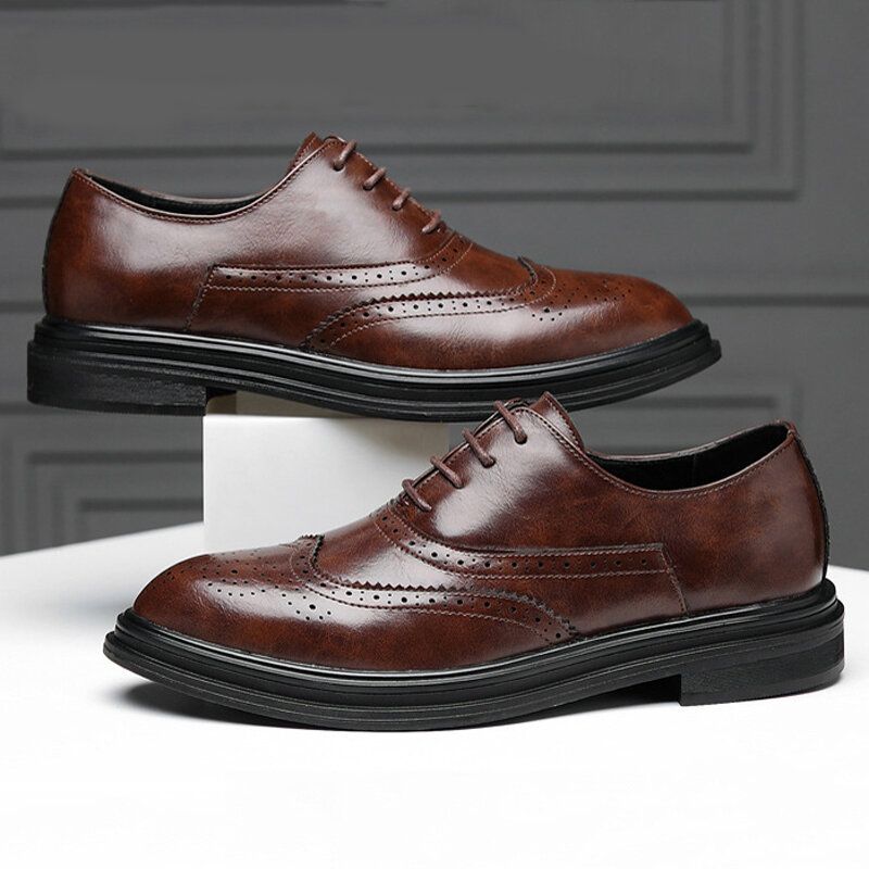 Hommes Microfibre Cuir Respirant Confortable Pointu Toe Angleterre Style Casual Business Chaussures