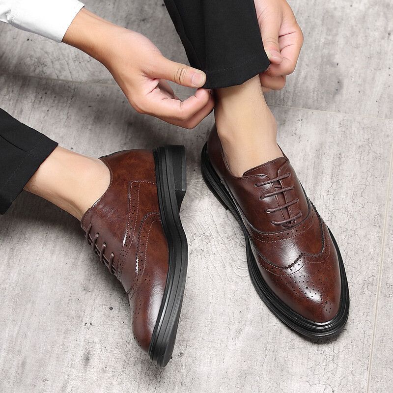 Hommes Microfibre Cuir Respirant Confortable Pointu Toe Angleterre Style Casual Business Chaussures