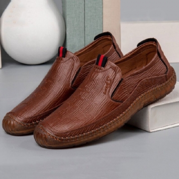 Hommes Microfibre Cuir Respirant Couture À La Main Antidérapant Slip On Casual Business Chaussures