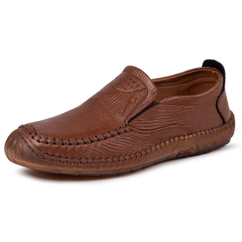 Hommes Microfibre Cuir Respirant Couture À La Main Antidérapant Slip On Casual Business Chaussures