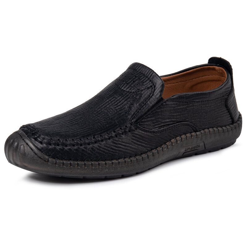 Hommes Microfibre Cuir Respirant Couture À La Main Antidérapant Slip On Casual Business Chaussures