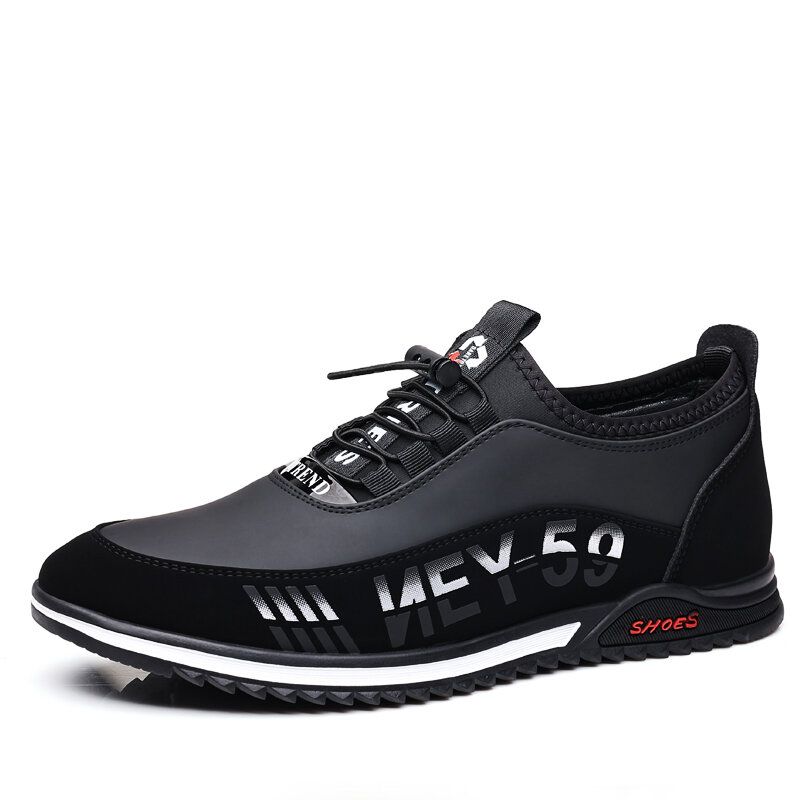 Hommes Microfibre Cuir Respirant Fond Doux Antidérapant Lacets Élastiques Casual Business Chaussures