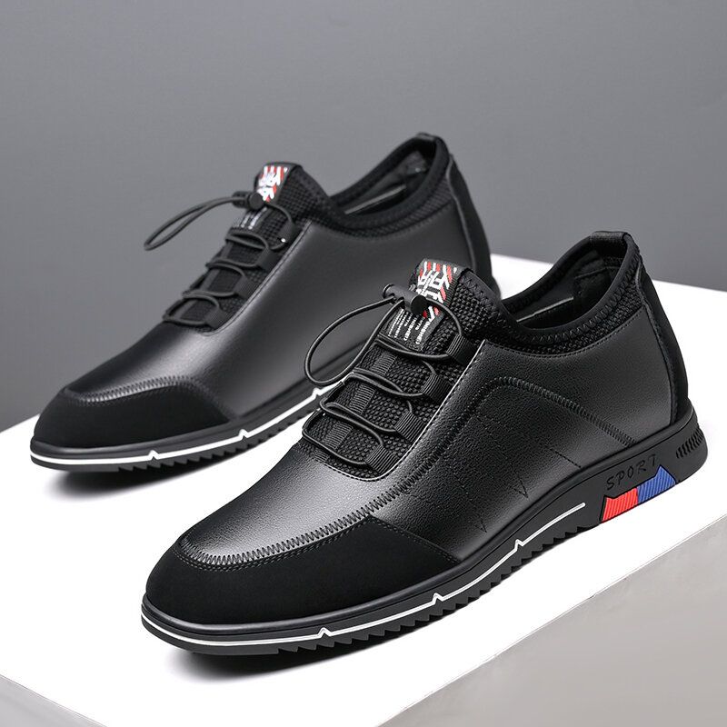 Hommes Microfibre Cuir Respirant Fond Doux Antidérapant Lacets Élastiques Casual Business Chaussures