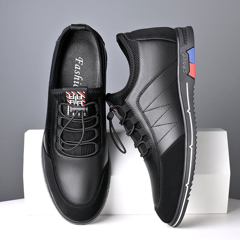 Hommes Microfibre Cuir Respirant Fond Doux Antidérapant Lacets Élastiques Casual Business Chaussures