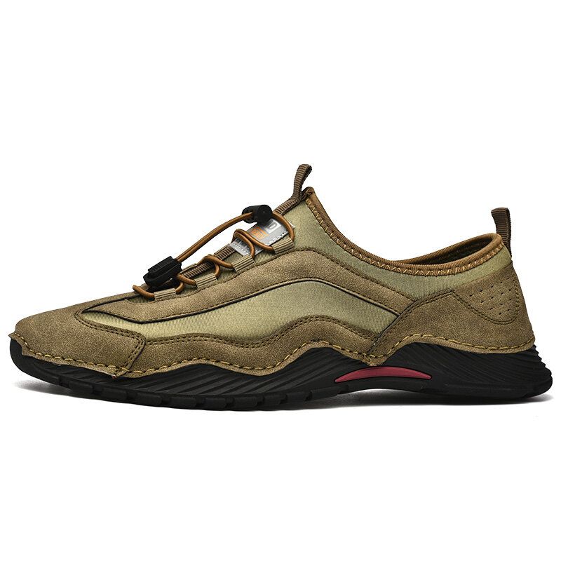 Hommes Microfibre Cuir Respirant Semelle Souple Lacets Élastiques Sports De Plein Air Casual Chaussures