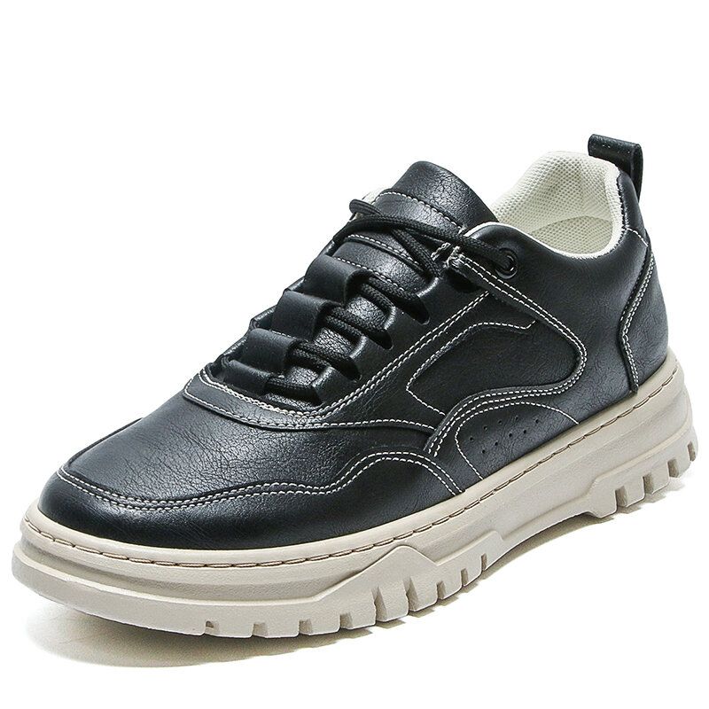 Hommes Microfibre Cuir Respirant Semelle Souple Plate-forme Couleur Pure Casual Court Chaussures