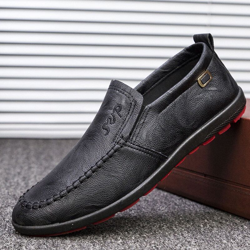 Hommes Microfibre Cuir Respirant Semelle Souple Slip On Comfy Business Casual Chaussures