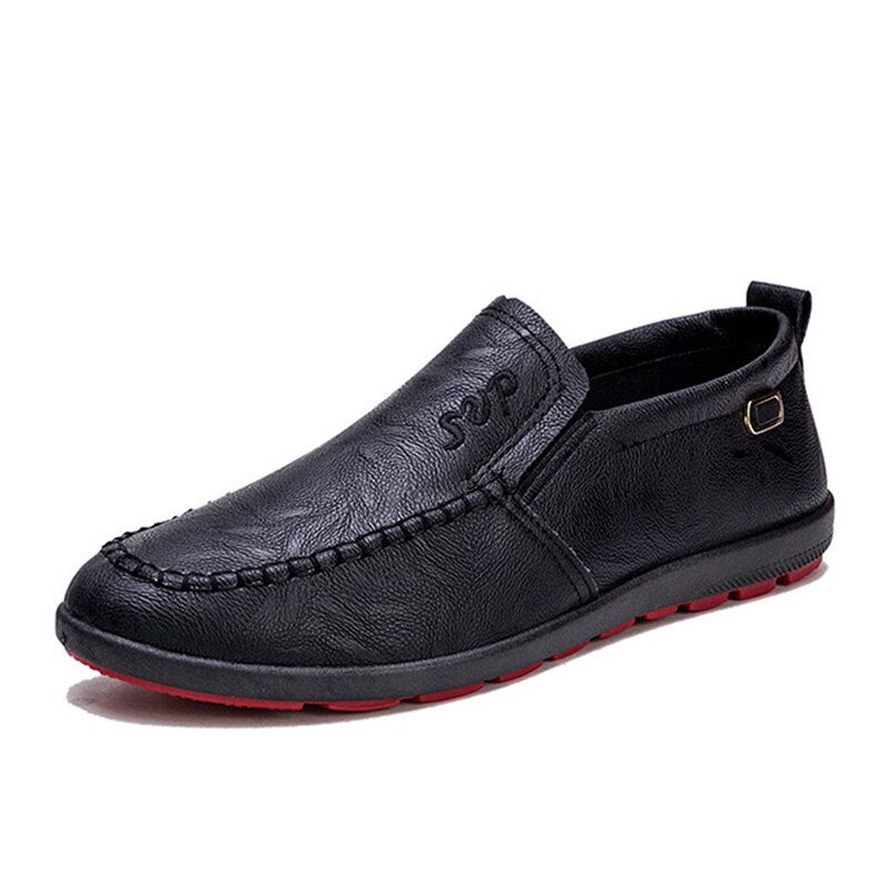 Hommes Microfibre Cuir Respirant Semelle Souple Slip On Comfy Business Casual Chaussures