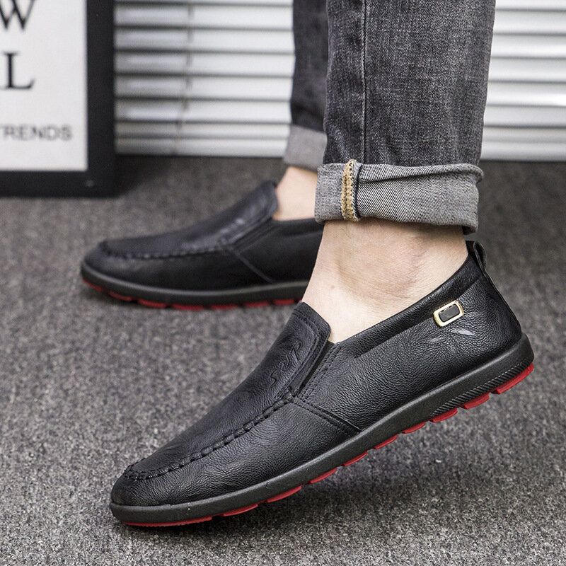 Hommes Microfibre Cuir Respirant Semelle Souple Slip On Comfy Business Casual Chaussures