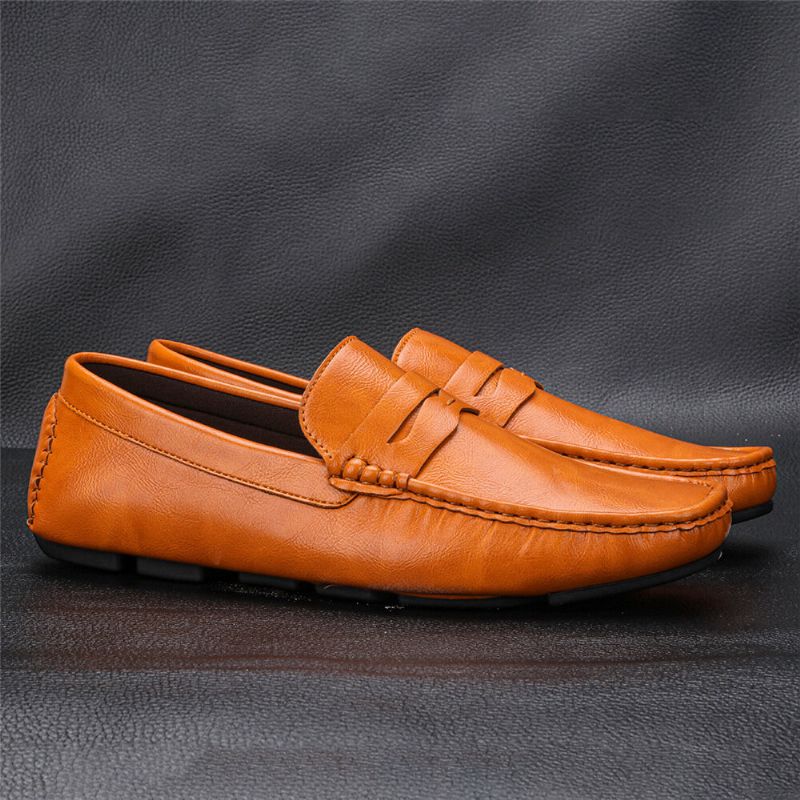 Hommes Microfibre Cuir Respirant Semelle Souple Slip On Comfy Vintage Casual Driving Shoes