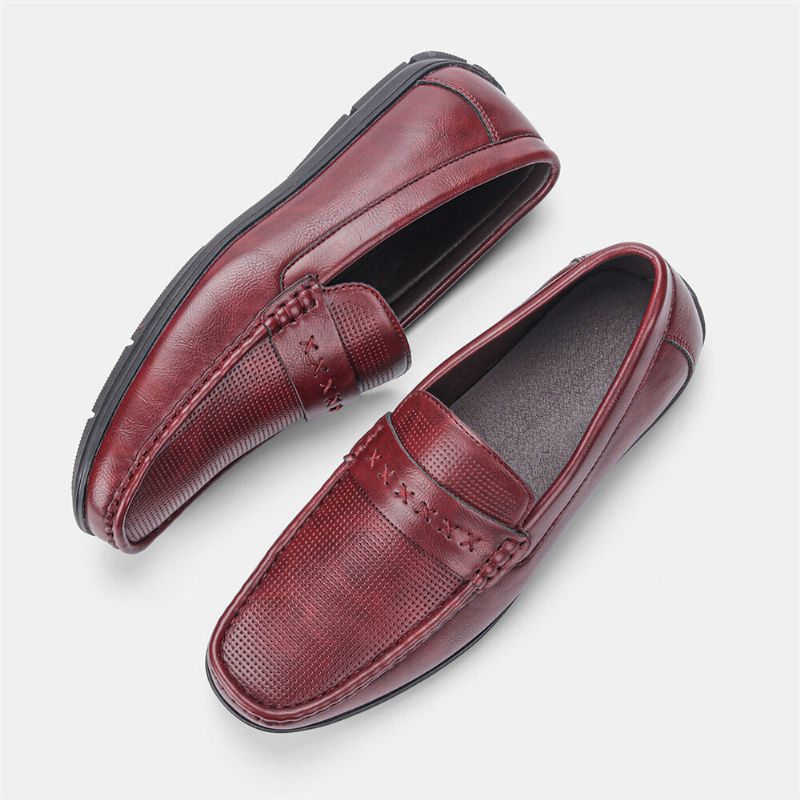 Hommes Microfibre Cuir Respirant Semelle Souple Slip On Comfy Vintage Casual Driving Shoes