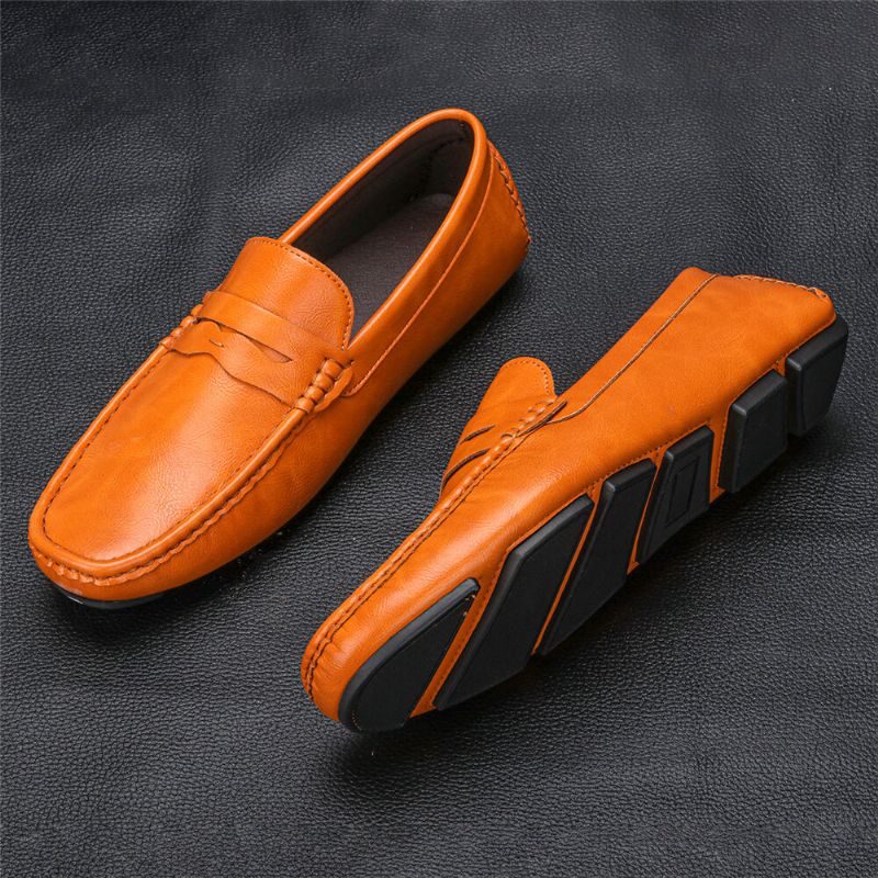 Hommes Microfibre Cuir Respirant Semelle Souple Slip On Comfy Vintage Casual Driving Shoes