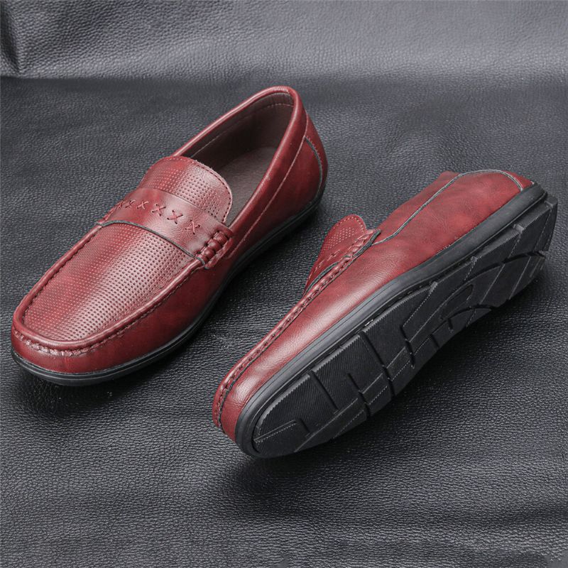 Hommes Microfibre Cuir Respirant Semelle Souple Slip On Comfy Vintage Casual Driving Shoes