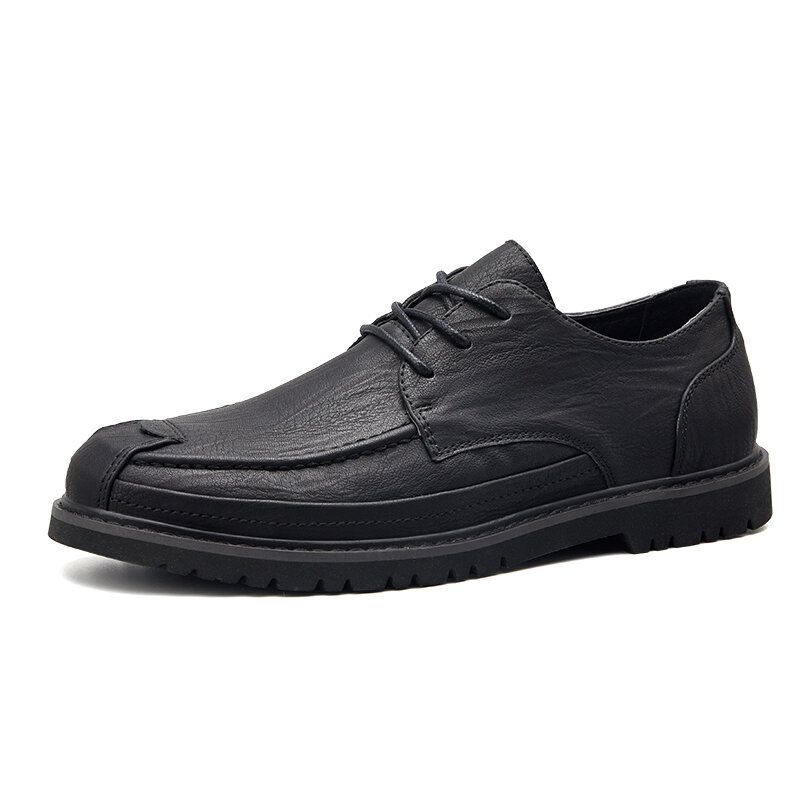 Hommes Microfibre Cuir Respirant Semelle Souple Slip Solid Lace Up Casual Business Chaussures