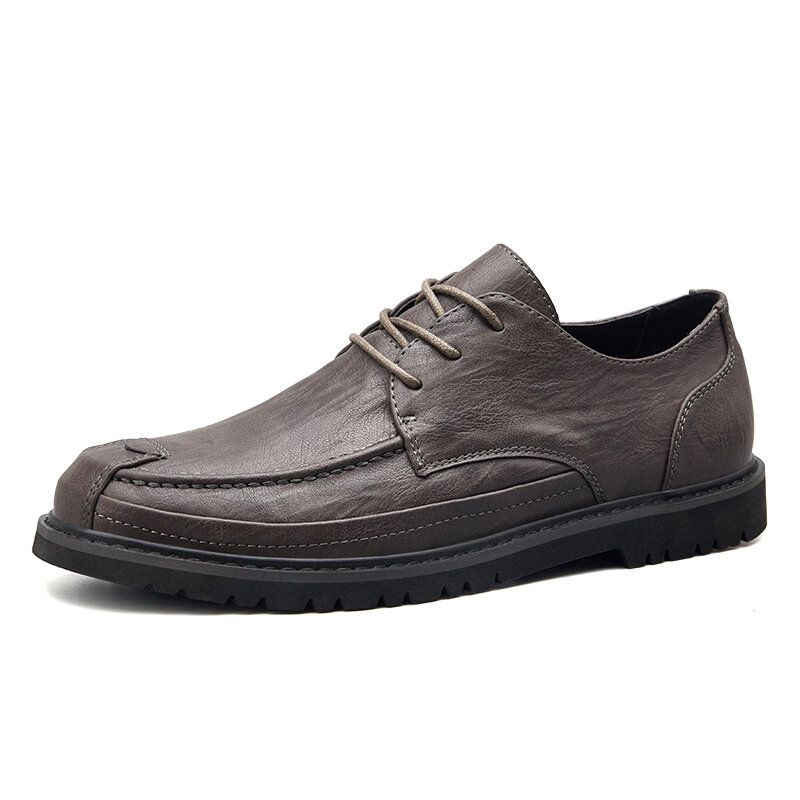 Hommes Microfibre Cuir Respirant Semelle Souple Slip Solid Lace Up Casual Business Chaussures