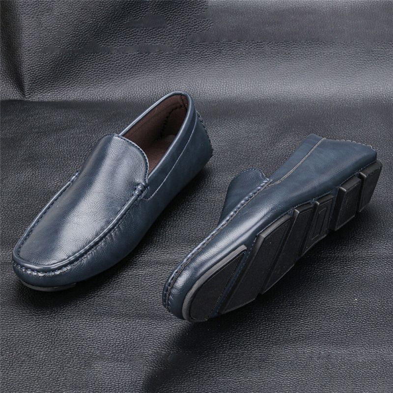 Hommes Microfibre Cuir Respirant Vintage Semelle Souple Slip On Confortable Conduite Casual Chaussures