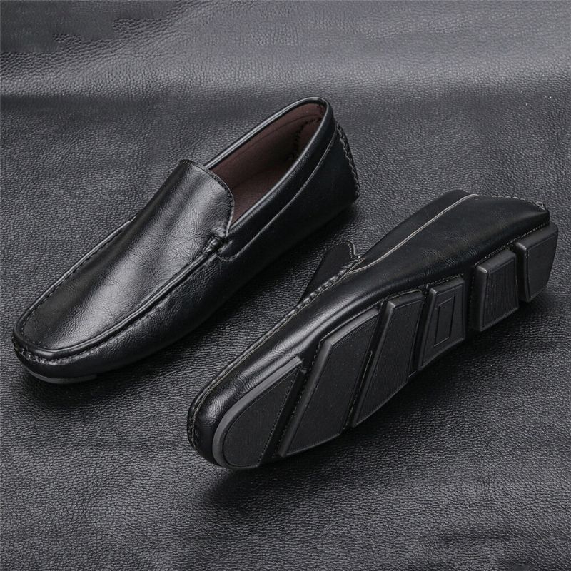 Hommes Microfibre Cuir Respirant Vintage Semelle Souple Slip On Confortable Conduite Casual Chaussures