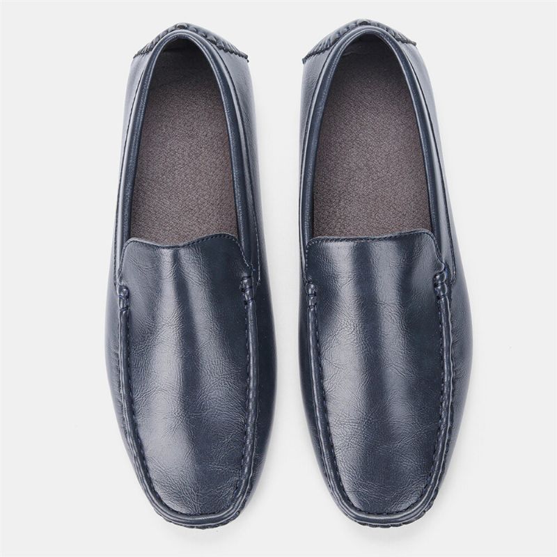 Hommes Microfibre Cuir Respirant Vintage Semelle Souple Slip On Confortable Conduite Casual Chaussures